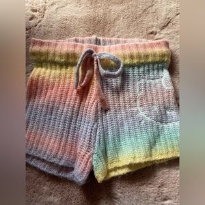 Hello kitty forever21 pastel rainbow knit shorts. Size small. No tags.